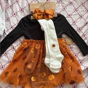 Lil' Jack Halloween Pumpkin Kids Matching Set - Black and Orange